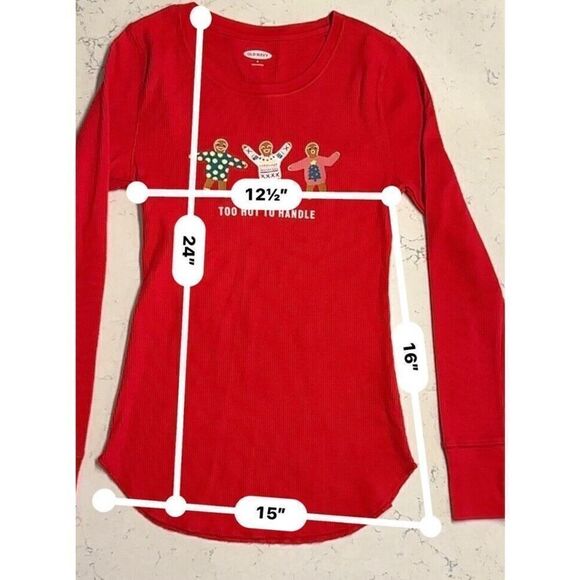 Old Navy GIRLS SMALL Too Hot to Handle Gingerbread Cookie Red Thermal QK Ship - Picture 2 of 9